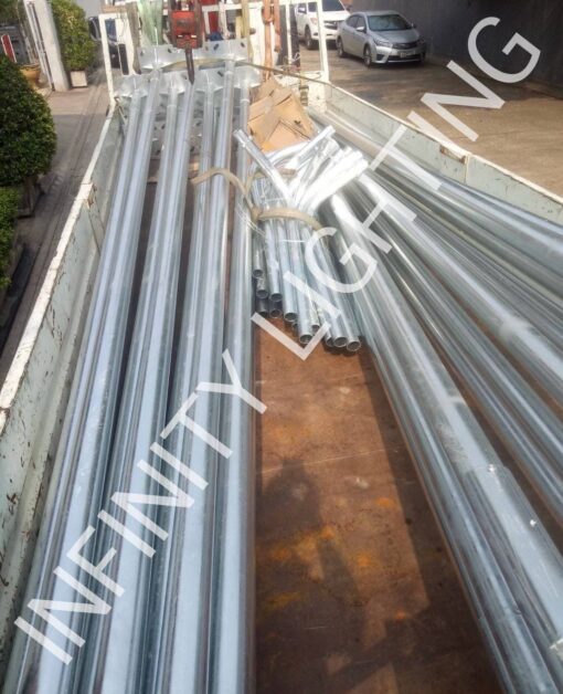 งานเสากลม 3" สูง 6 เมตร กิ่งเดี่ยวยื่น 1 เมตร ชุบกัลวาไนซ์ - Image 3