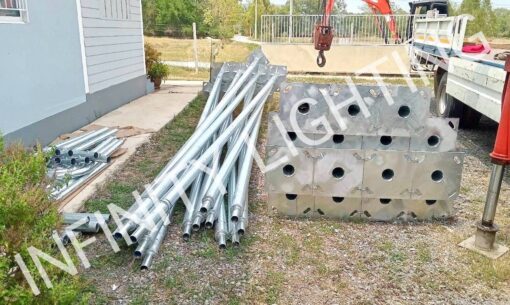 งานเสากลม 3" สูง 6 เมตร กิ่งเดี่ยวยื่น 1 เมตร ชุบกัลวาไนซ์ - Image 2