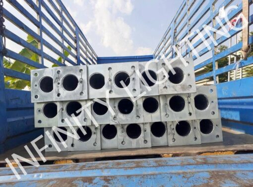 งานเสาโพสท็อป สูง 6 เมตร ไม่มีกิ่งปลาย 2" พร้อมหูยึด ชุบกัลวาไนซ์ (เสาสั่งผลิตตามแบบ)