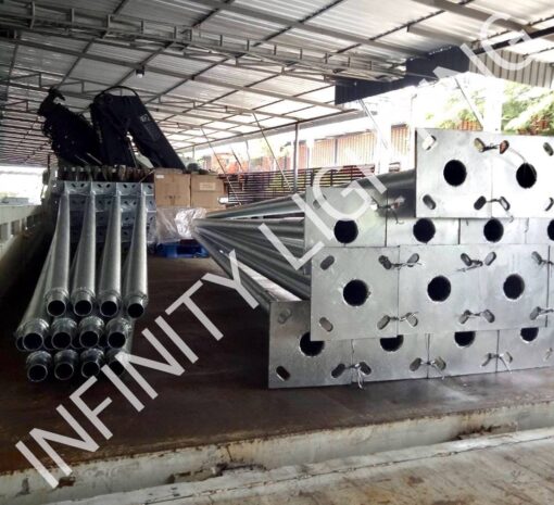 งานเสากลม 3" สูง 5 เมตร พร้อมกิ่งตัวทีสำหรับยึดฟลัดไลท์ 1 โคม ชุบกัลวาไนซ์ - Image 5