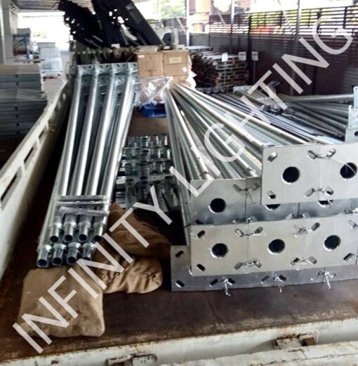 งานเสากลม 3" สูง 5 เมตร พร้อมกิ่งตัวทีสำหรับยึดฟลัดไลท์ 1 โคม ชุบกัลวาไนซ์ - Image 2