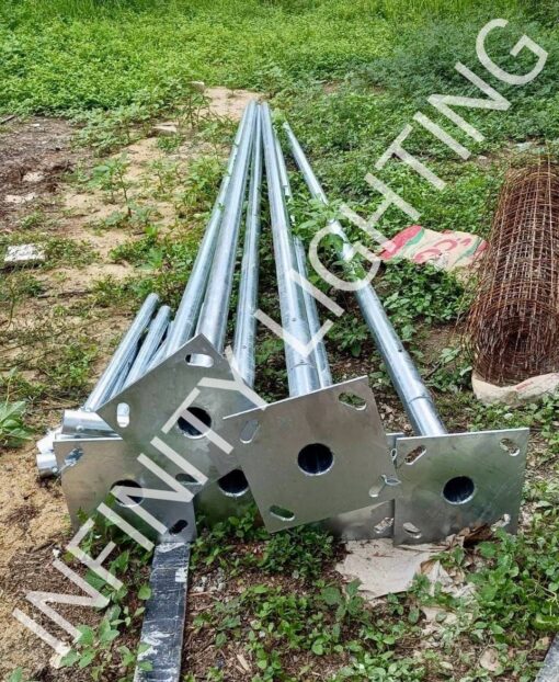 งานเสากลม 3" สูง 6 เมตร กิ่งเดี่ยวยาว 1 เมตร ชุบกัลวาไนซ์