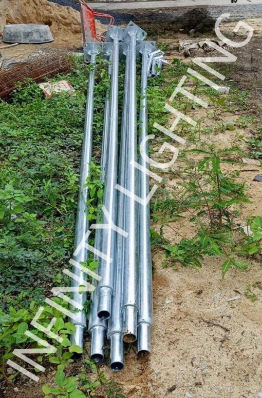 งานเสากลม 3" สูง 6 เมตร กิ่งเดี่ยวยาว 1 เมตร ชุบกัลวาไนซ์ - Image 2
