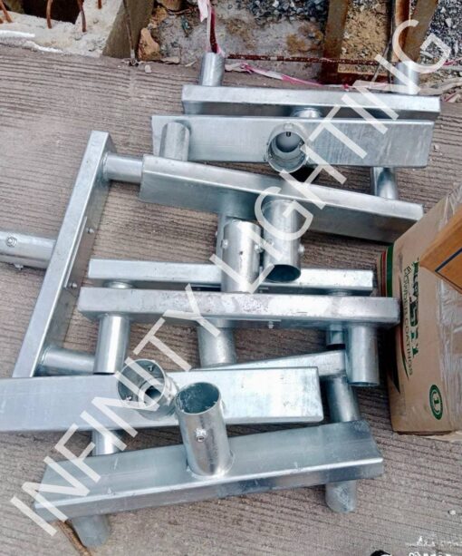 งานเสาเหลี่ยม 4"×4" สูง 6 เมตร กิ่งคู่ปีกนก ชุบกัลวาไนซ์ พร้อมกราวด์หรอด 5/8×2.4m+สายกราวด์ - Image 5