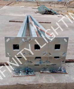 งานเสาเหลี่ยม 4"×4" สูง 6 เมตร กิ่งคู่ปีกนก ชุบกัลวาไนซ์ พร้อมกราวด์หรอด 5/8×2.4m+สายกราวด์