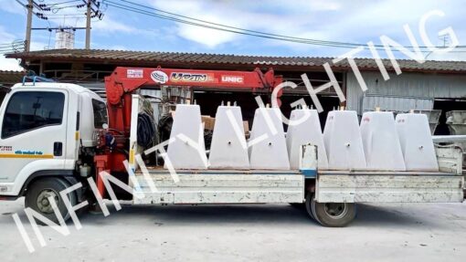 งานเสาไฟถนนสูง 9 เมตร กิ่งเดี่ยว ชุบกัลวาไนซ์ + ตอม่อขนาด 400×800×12000mm. - Image 2
