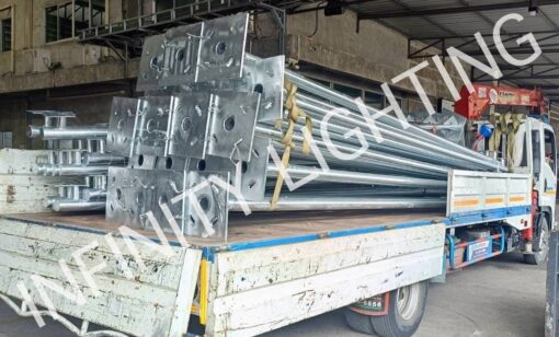 งานเสากลม 3" สูง 5 เมตร ปิดปลาย พร้อมเพลทยึดกล้อง ชุบกัลวาไนซ์ (ผลิตตามแบบลูกค้า) - Image 3
