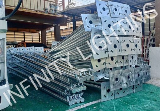 งานเสากลม 3" สูง 5 เมตร ปิดปลาย พร้อมเพลทยึดกล้อง ชุบกัลวาไนซ์ (ผลิตตามแบบลูกค้า) - Image 4
