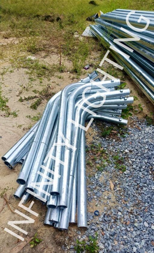 งานเสากลม 3" สูง 6 เมตร กิ่งเดี่ยว ชุบกัลวาไนซ์ พร้อมโคมถนนโซล่า All in one 60W