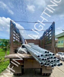 งานเสาไฟถนน สูง 9 เมตร กิ่งเดี่ยว ชุบกัลวาไนซ์ + โคมถนนหลังเต่า HPS 250W