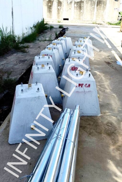 งานเสากลม 3" สูง 4 เมตร ไม่มีกิ่ง ปลาย 2" ชุบกัลวาไนซ์ พร้อมตอม่อฐานเสาไฟ - Image 6