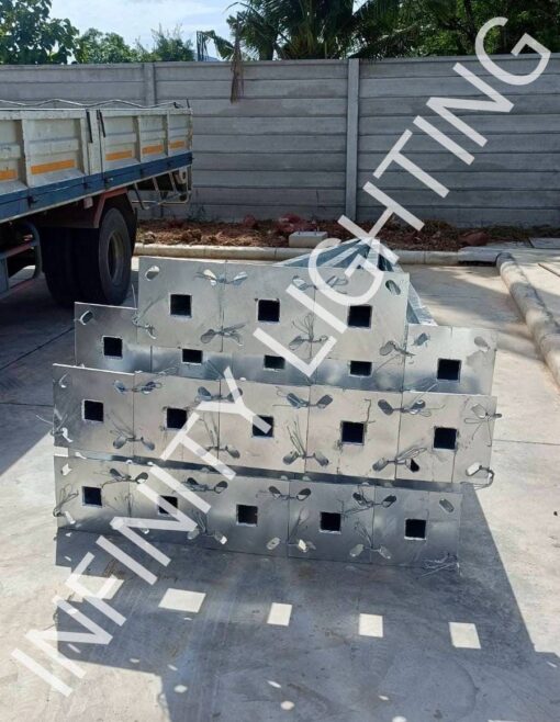 งานเสาเหลี่ยม 3"×3" สูง 6 เมตร ไม่มีกิ่งปลาย 2"  เชื่อมปิดปลาย ชุบกัลวาไนซ์ - Image 4