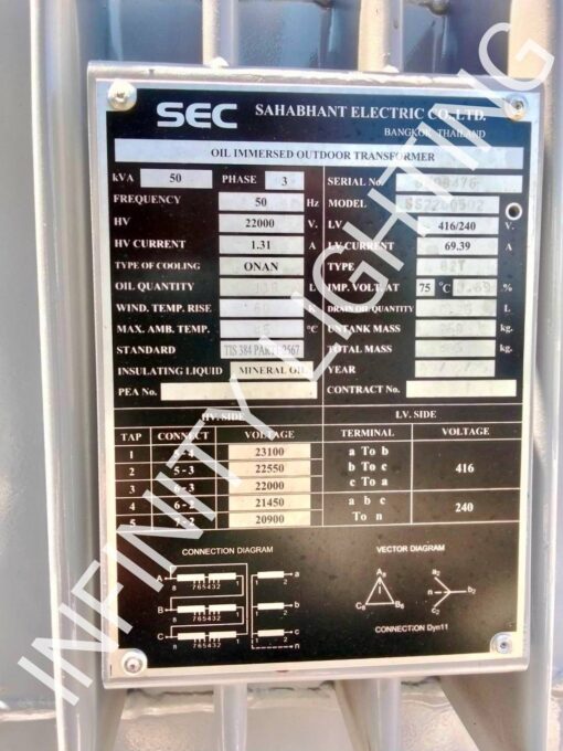 งานหม้อแปลง 50kVa 3Ph 50Hz 22000 -416/240V CU - Image 3