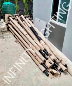 งานเสากลม 3.5" สูง 4 เมตร ไม่มีกิ่งปลาย 2" ชุบกัลวาไนซ์+พ่นสีดำด้าน