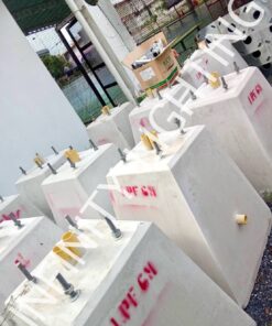 งานเสากลม 4" สูง 6 เมตร กิ่งเดี่ยว 1.5" ชุบกัลวาไนซ์ พร้อมตอม่อฐานรากเสาไฟ ขนาด 400×700×800mm. ระยะน็อต 250mm.