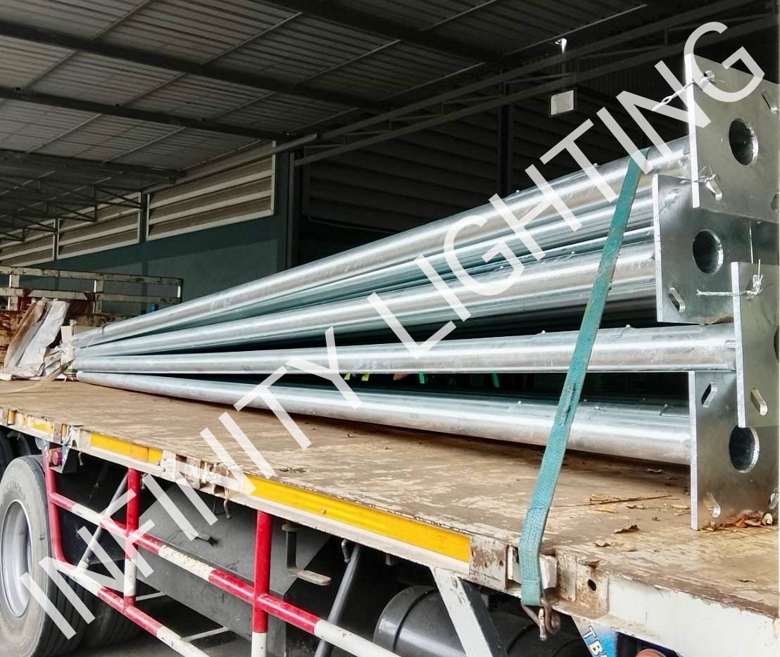 งานเสากลม 4" สูง 6 เมตร กิ่งเดี่ยว 1.5" ชุบกัลวาไนซ์ - Image 5