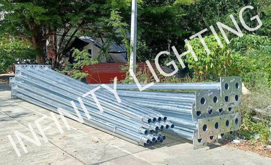 งานเสากลม 4" สูง 6 เมตร ไม่มีกิ่งปลาย 2.5" ชุบกัลวาไนซ์ - Image 3