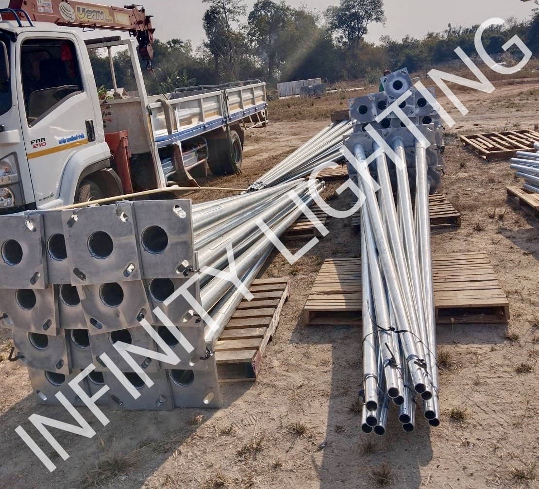 จัดส่งเสาไฟถนน สูง 6 เมตร กิ่งเดี่ยว ชุบกัลวาไนซ์