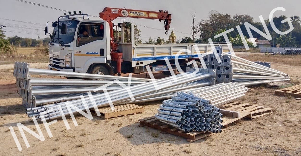 จัดส่งเสาไฟถนน สูง 6 เมตร กิ่งเดี่ยว ชุบกัลวาไนซ์ - Image 5