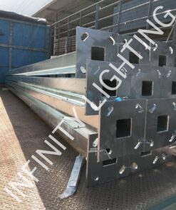 งานเสาเหลี่ยม 4"x4" สูง 5 เมตร ไม่มีกิ่งปลาย 2" ชุบกัลวาไนซ์