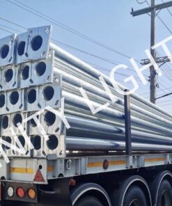 งานเสาไฟถนน สูง 9 เมตร กิ่งเดี่ยว ชุบกัลวาไนซ์ + โคมถนนหลังเต่า HPS 250W พร้อมอุปกรณ์ + สายไฟ